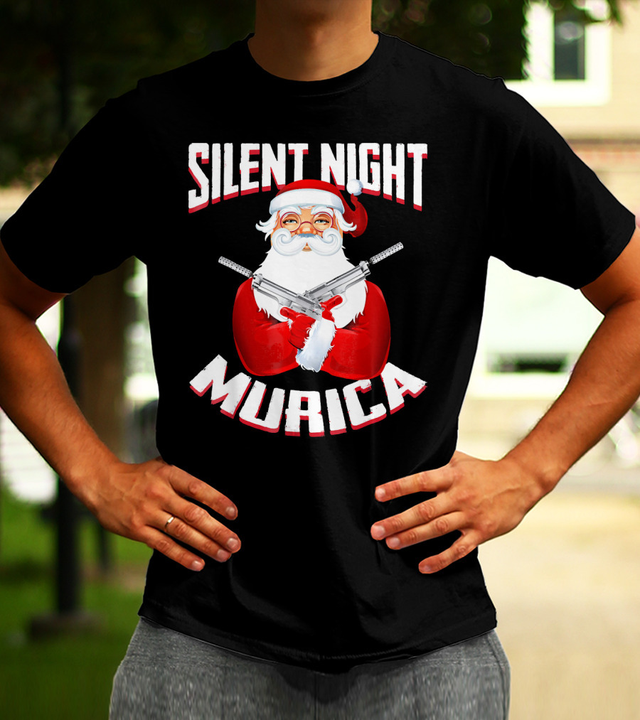 Silent Night Murica Santa With Guns T-Shirt
