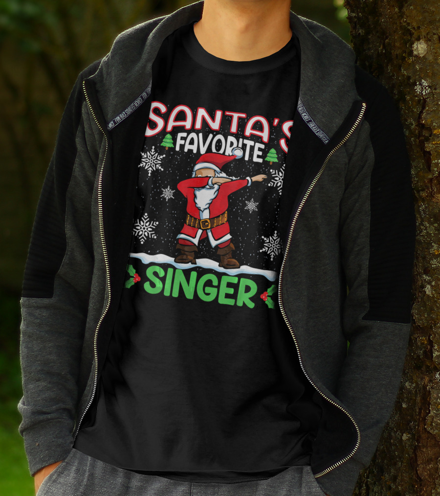 Santa's Favorite Singer Dab Christmas Snowflakes T-Shirt