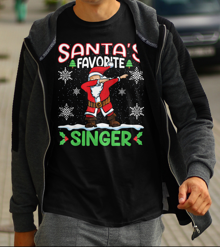 Santa's Favorite Singer Dab Christmas Snowflakes T-Shirt