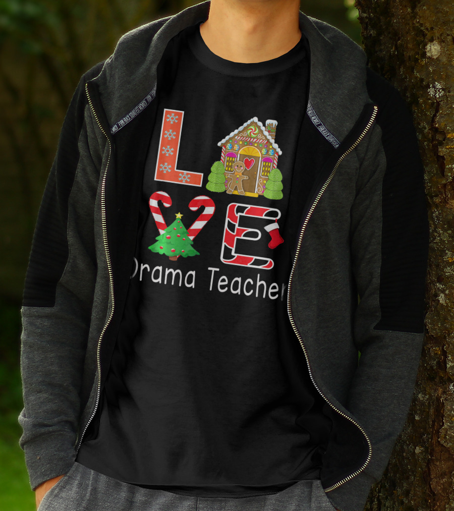 Drama Teacher Christmas Love Gingerbread Holiday T-Shirt