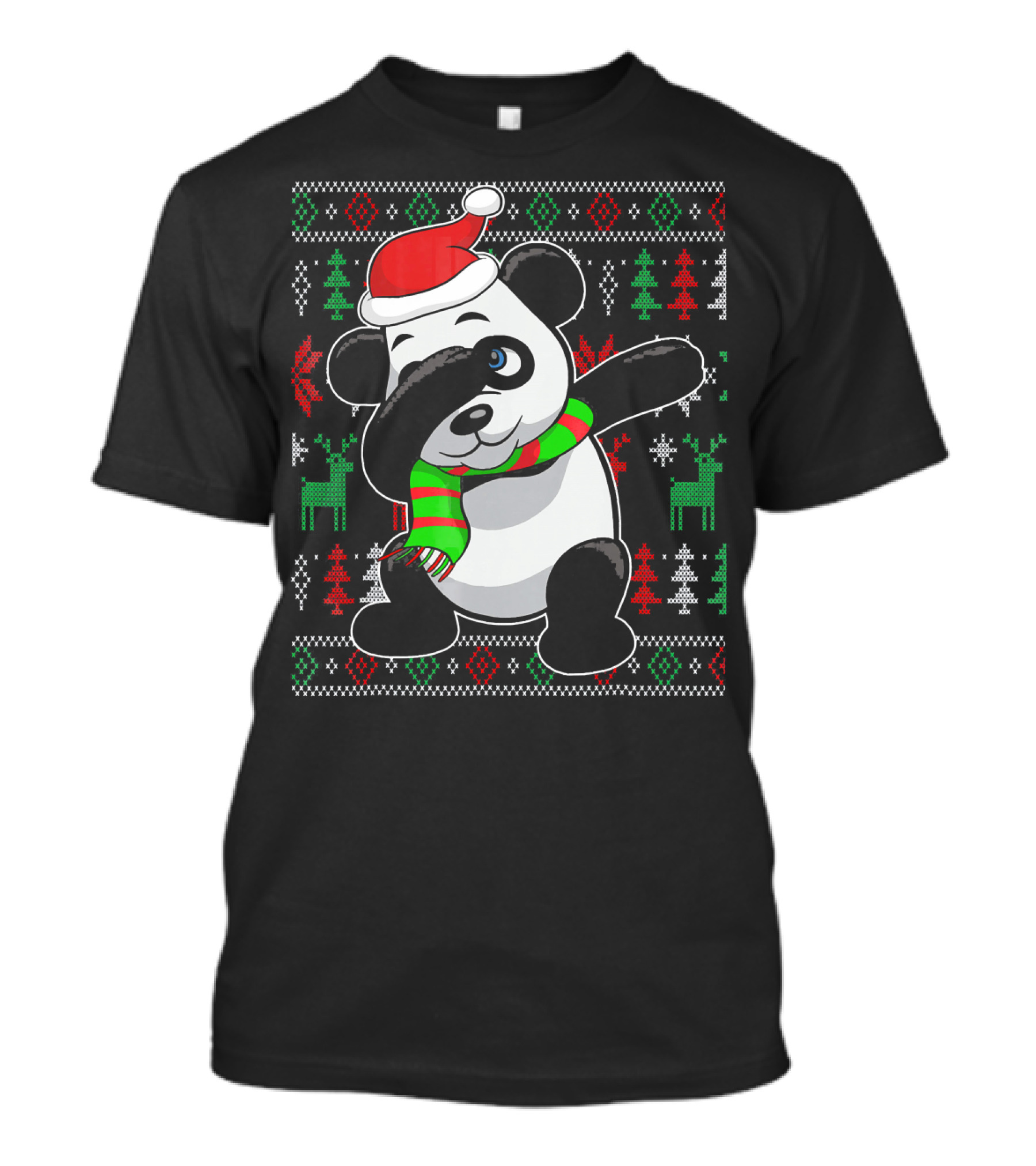 Ugly Christmas Sweater With Dabbing Santa Panda And Festive T-Shirt