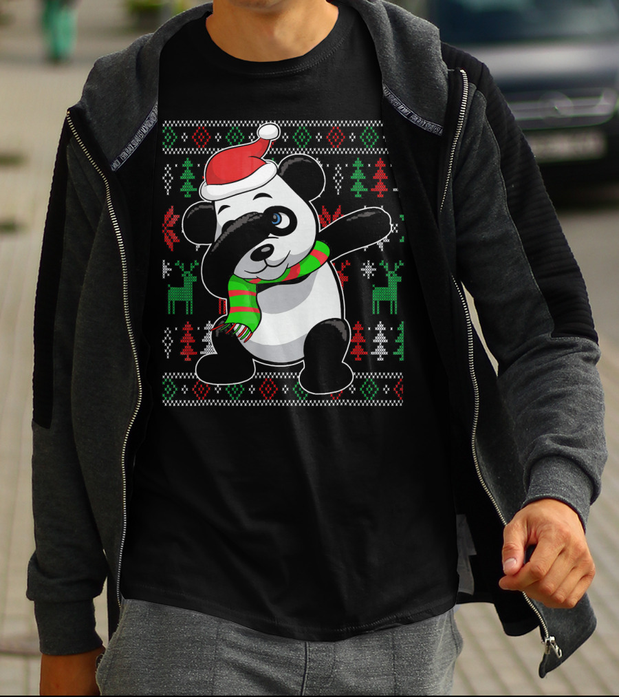 Ugly Christmas Sweater With Dabbing Santa Panda And Festive T-Shirt