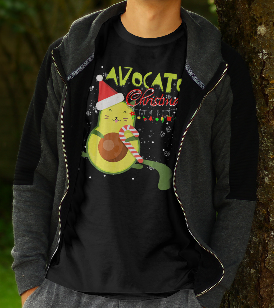 Avocato Christmas Funny Cute Cat Avocado Vegan T-Shirt