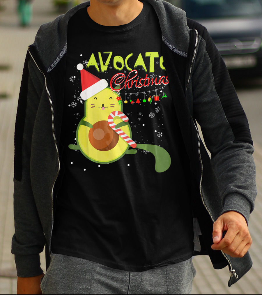 Avocato Christmas Funny Cute Cat Avocado Vegan T-Shirt