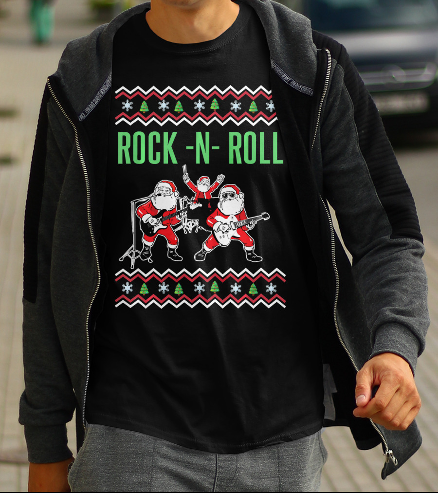 Rock N Roll Christmas Santa Rocks Festive Band Αντίγραφo T-Shirt