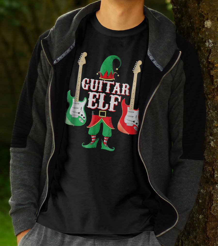 Guitar Elf With Red And Green Electric Guitars T-Shirt