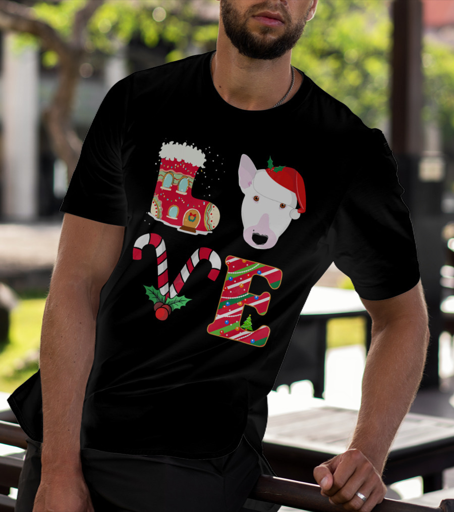 I Love My Bull Terrier Holiday Christmas T-Shirt