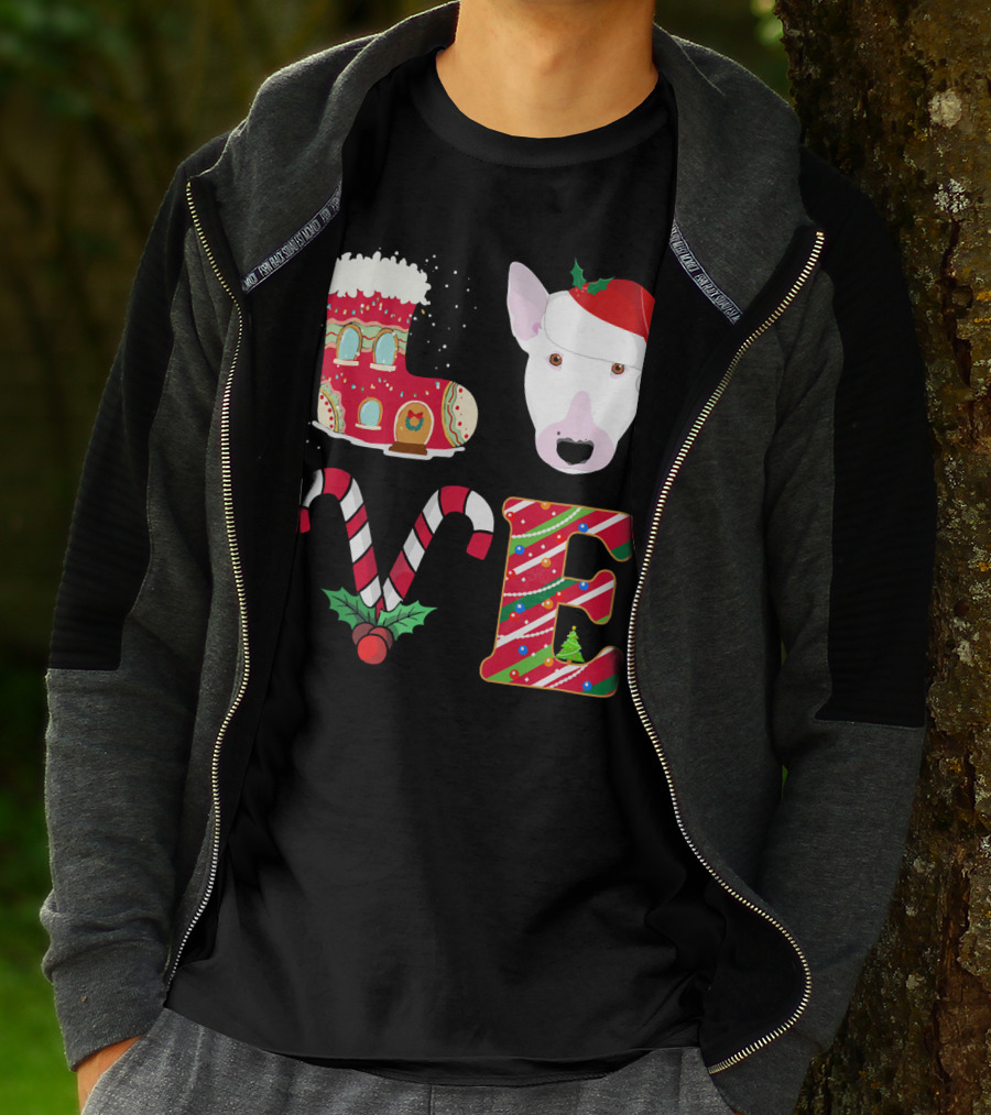 I Love My Bull Terrier Holiday Christmas T-Shirt