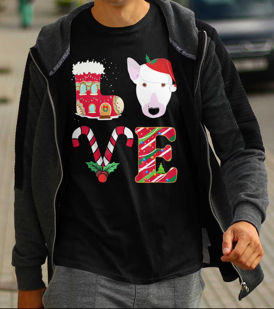 I Love My Bull Terrier Holiday Christmas T-Shirt