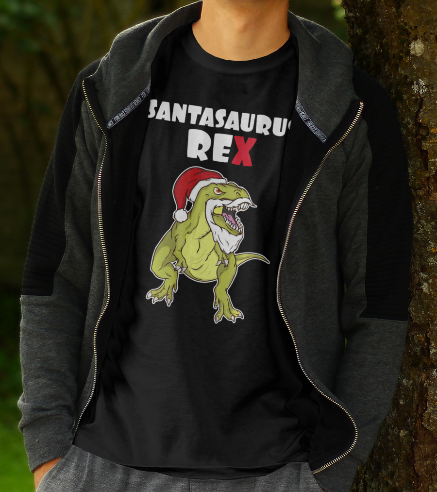 Santasaurus Rex Christmas Dinosaur Santa T-Shirt