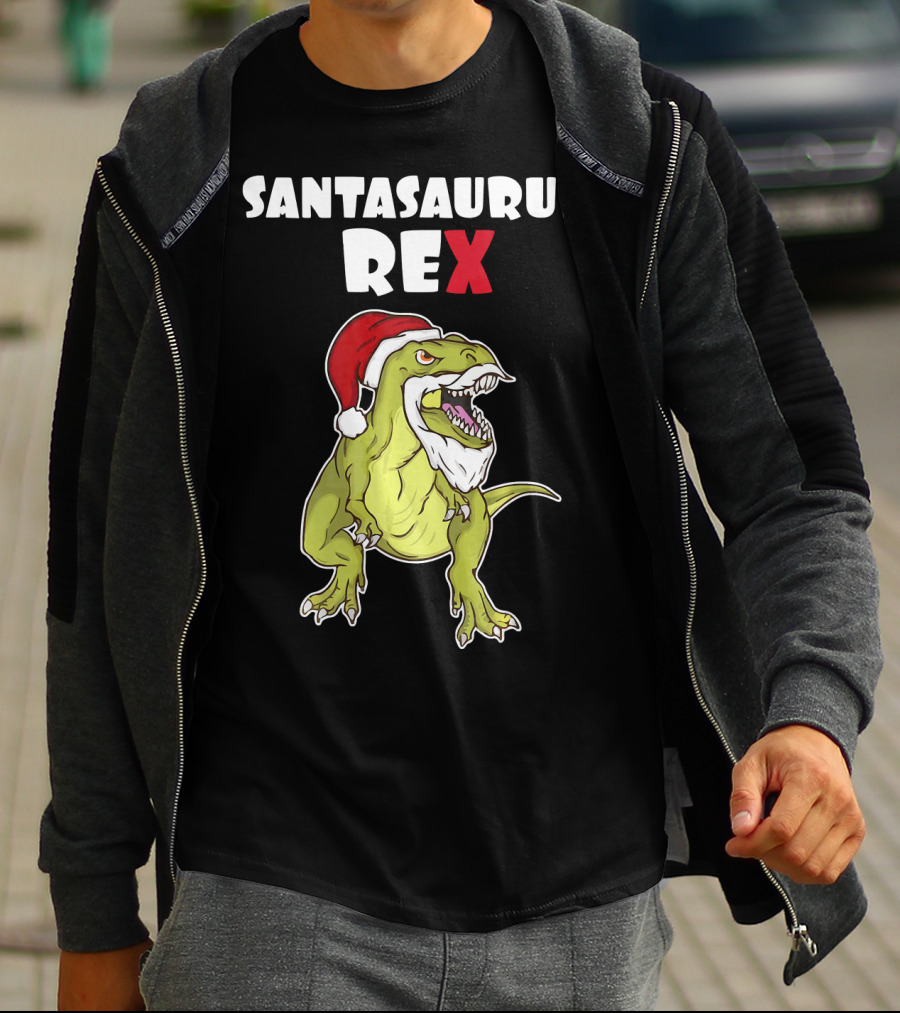 Santasaurus Rex Christmas Dinosaur Santa T-Shirt