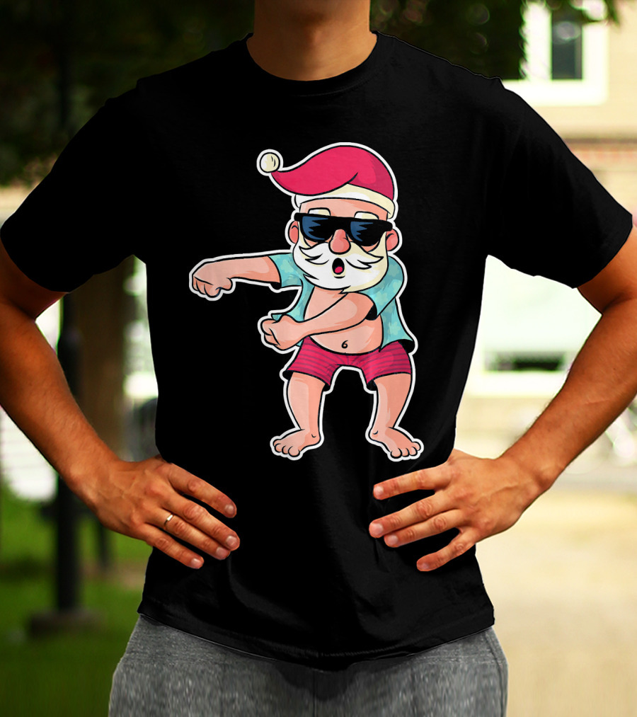 Flossing Dance Santa In Sunglasses And Hat T-Shirt