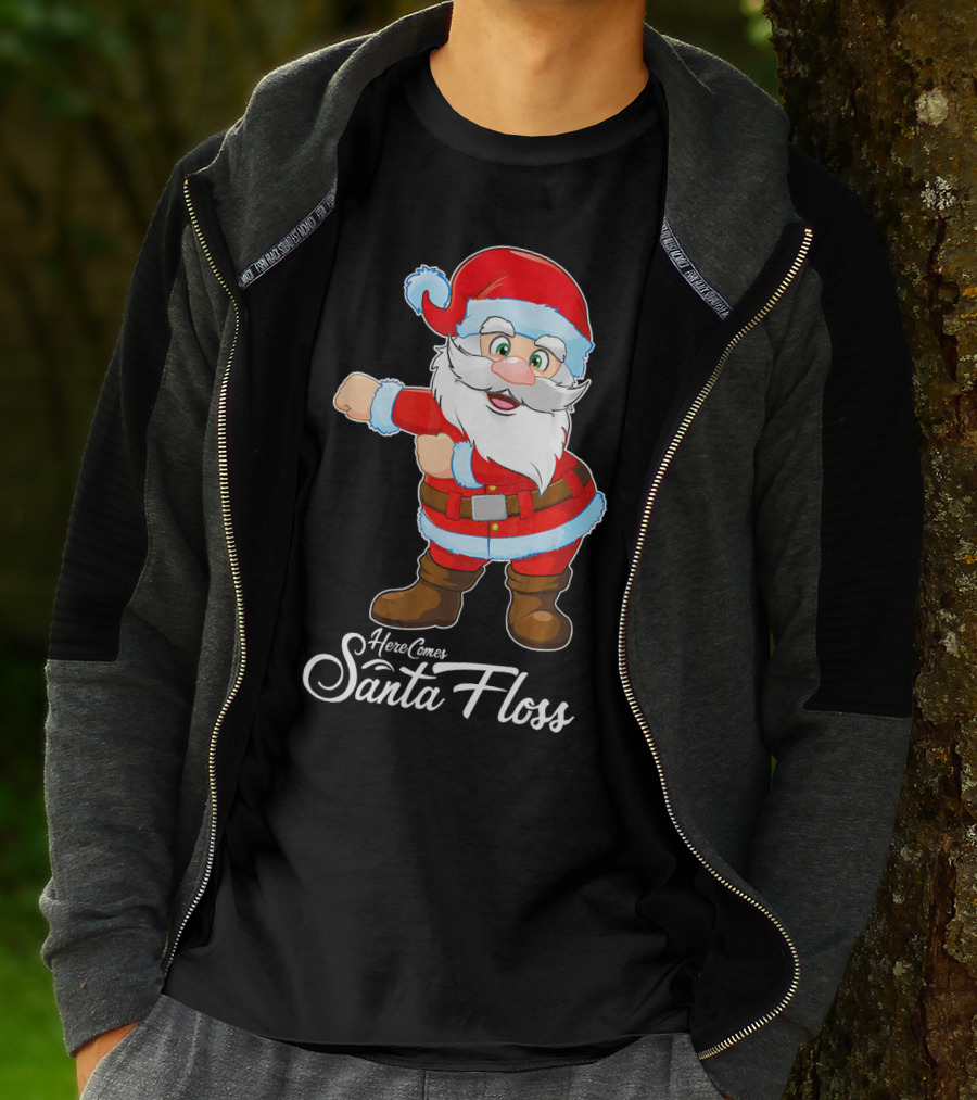 Here Comes Santa Floss Flossing Santa Dance T-Shirt