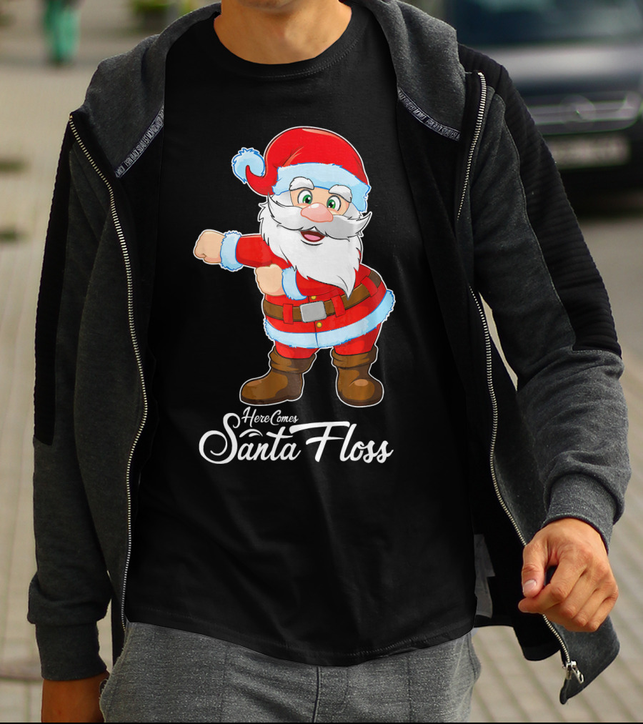 Here Comes Santa Floss Flossing Santa Dance T-Shirt