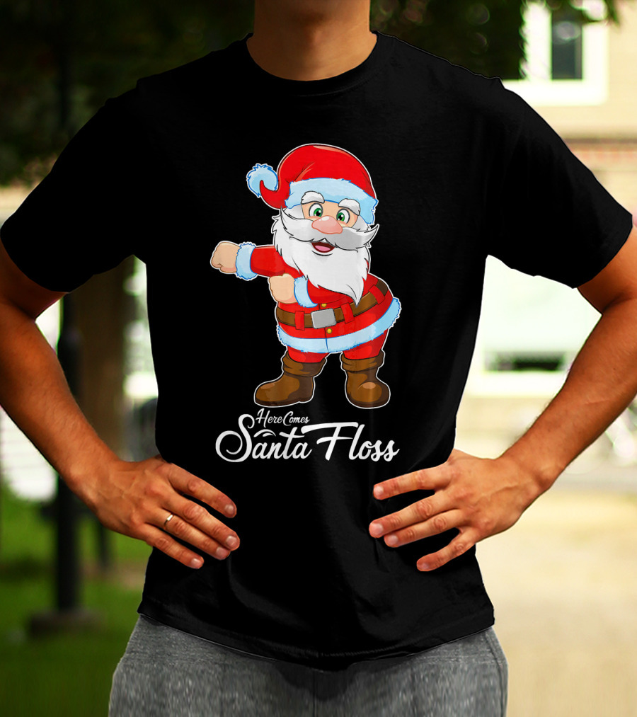 Here Comes Santa Floss Flossing Santa Dance T-Shirt
