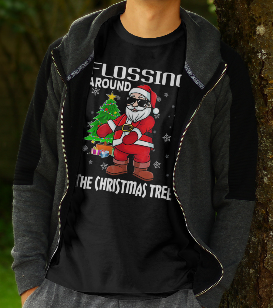 Flossing Around The Christmas Tree Santa Dance T-Shirt