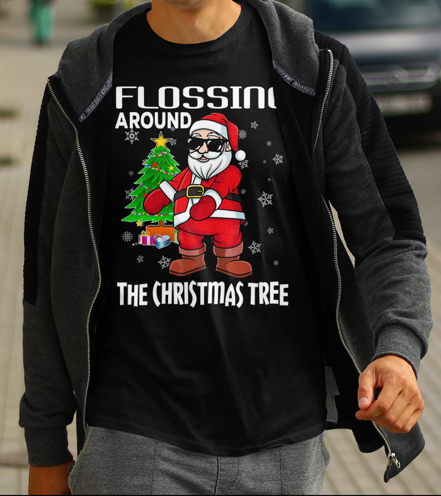 Flossing Around The Christmas Tree Santa Dance T-Shirt