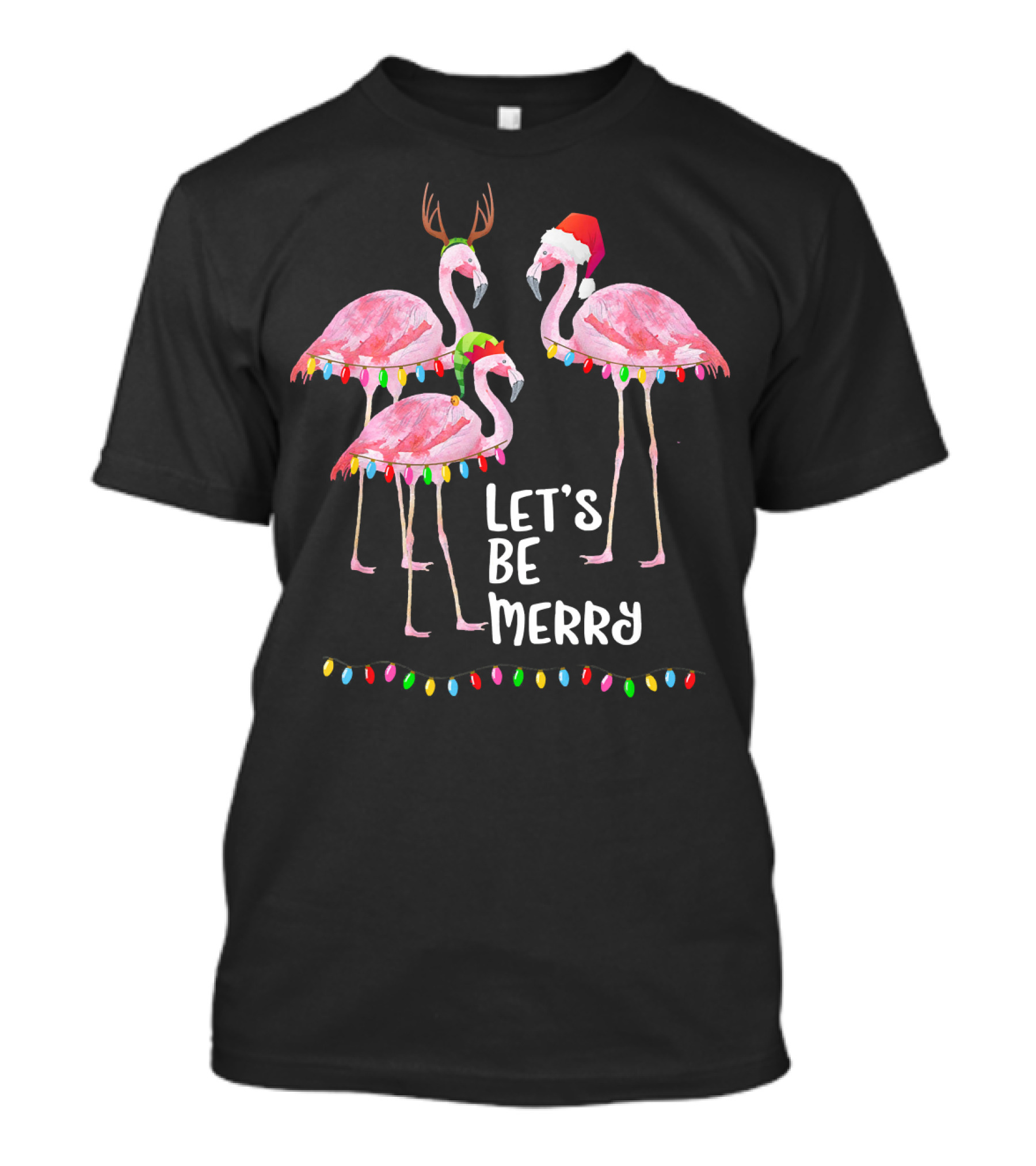 Let's Be Merry Flamingo Family Christmas T-Shirt