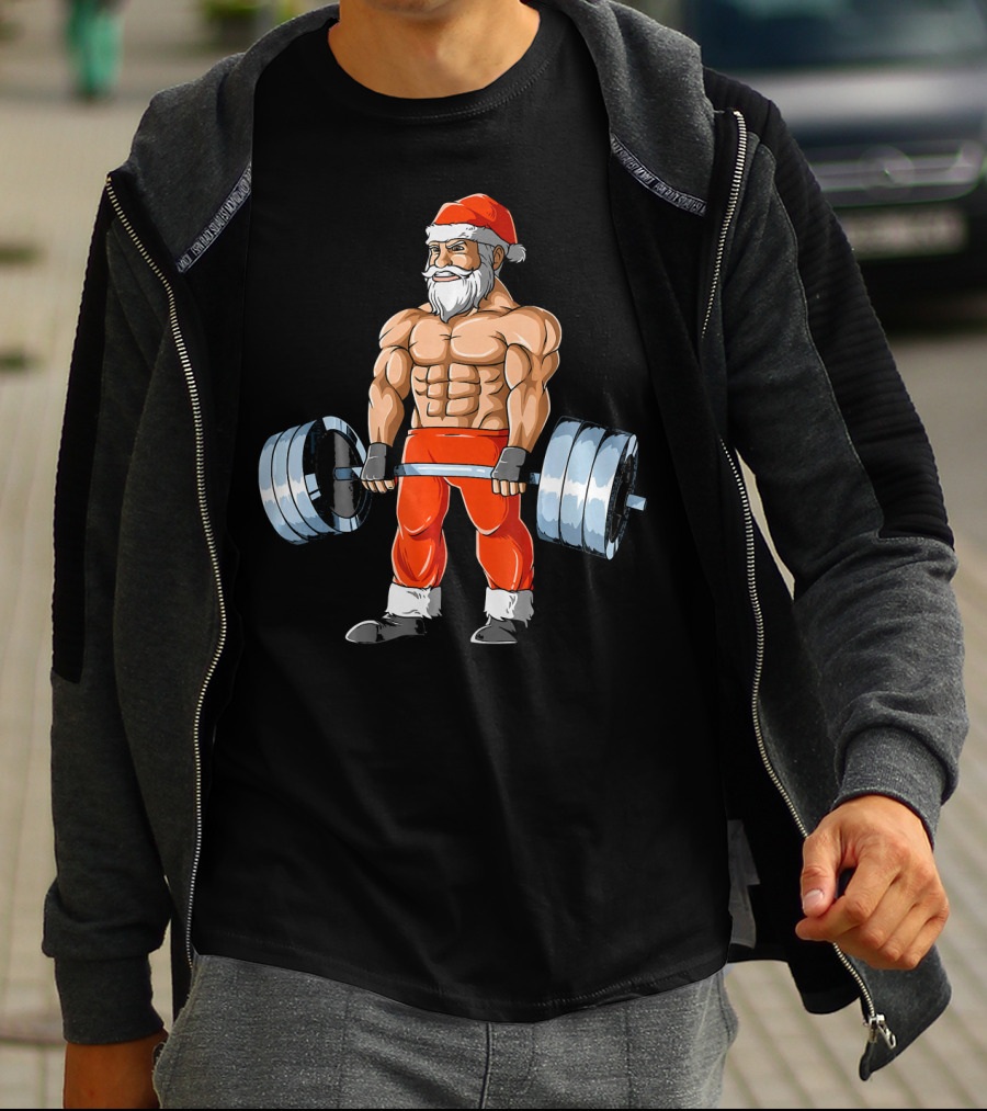 Weightlifting Santa Christmas Deadlift Fitness Santa Claus T-Shirt