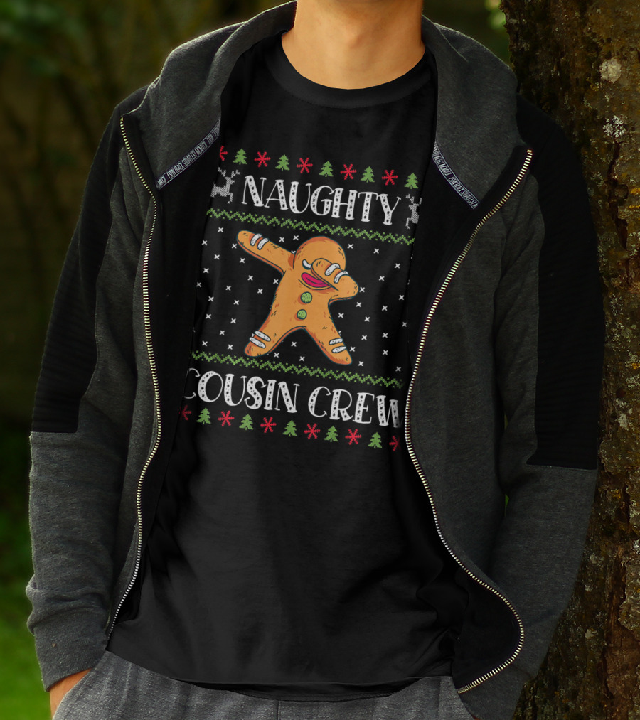 Naughty Cousin Crew Dancing Gingerbread Christmas T-Shirt