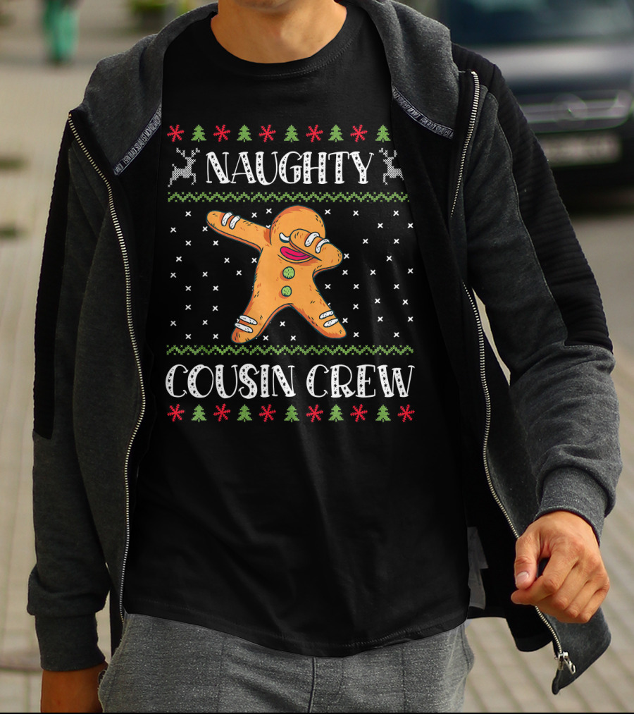 Naughty Cousin Crew Dancing Gingerbread Christmas T-Shirt