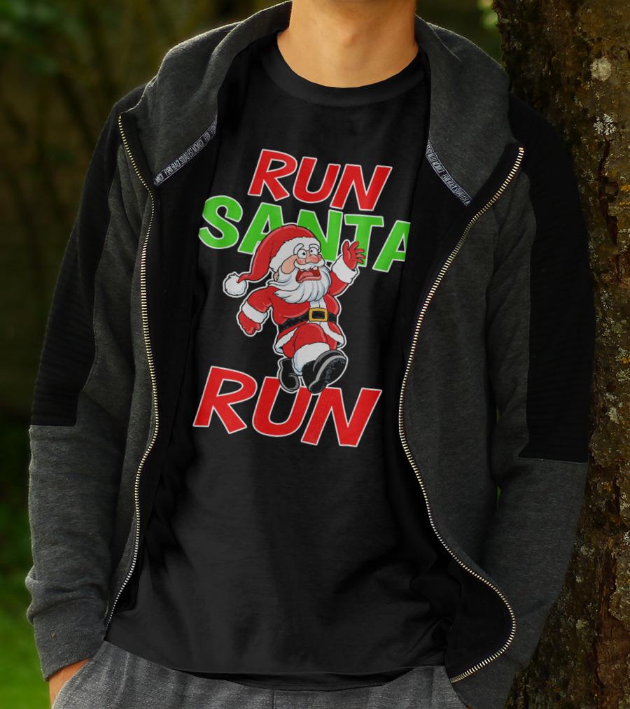 Run Santa Run Christmas Running Santa T-Shirt