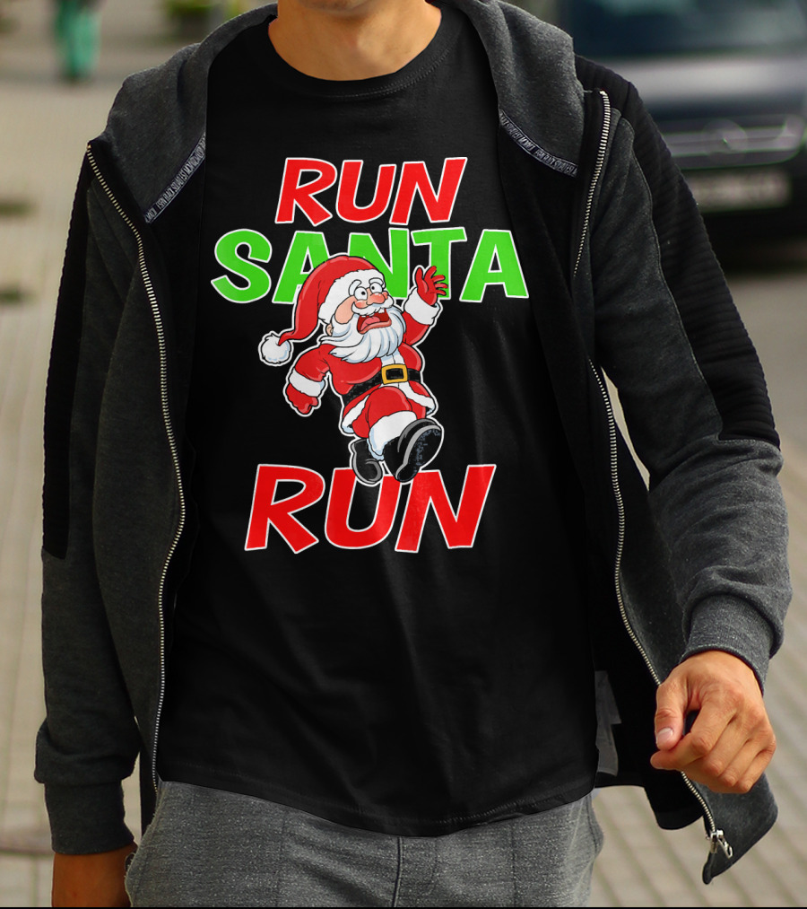 Run Santa Run Christmas Running Santa T-Shirt