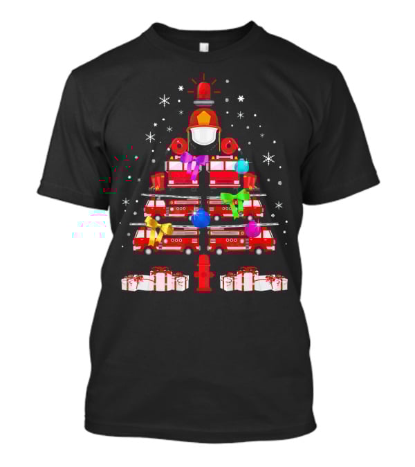 Funny Firefighters Christmas Tree Ornaments Gifts Firetrucks Helmets Hydrant T-Shirt