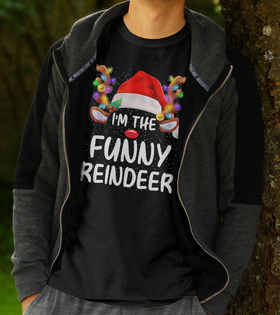 I'm The Funny Reindeer Santa Hat Festive Lights T-Shirt