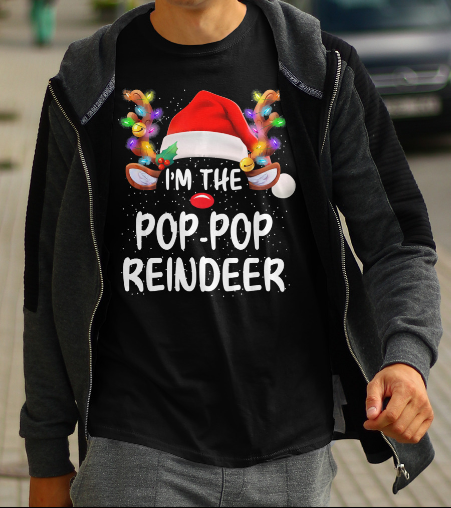 I'm The Pop-Pop Reindeer Santa Hat Lighted Antlers T-Shirt