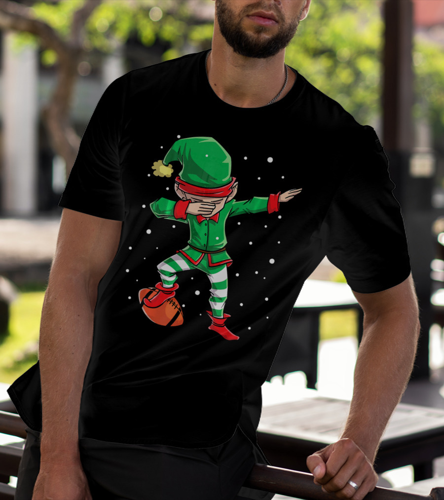 Dabbing Elf Christmas Football Holiday Fun T-Shirt