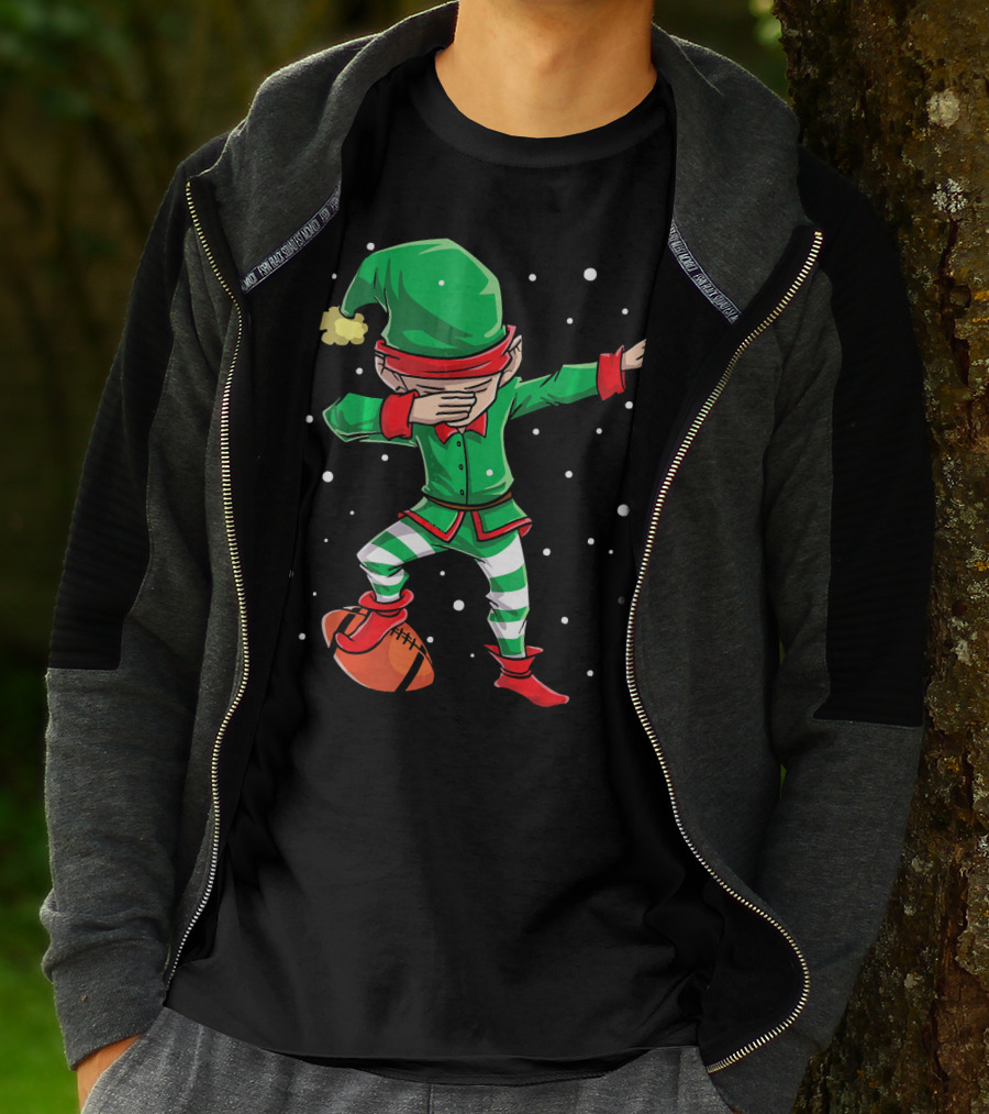 Dabbing Elf Christmas Football Holiday Fun T-Shirt