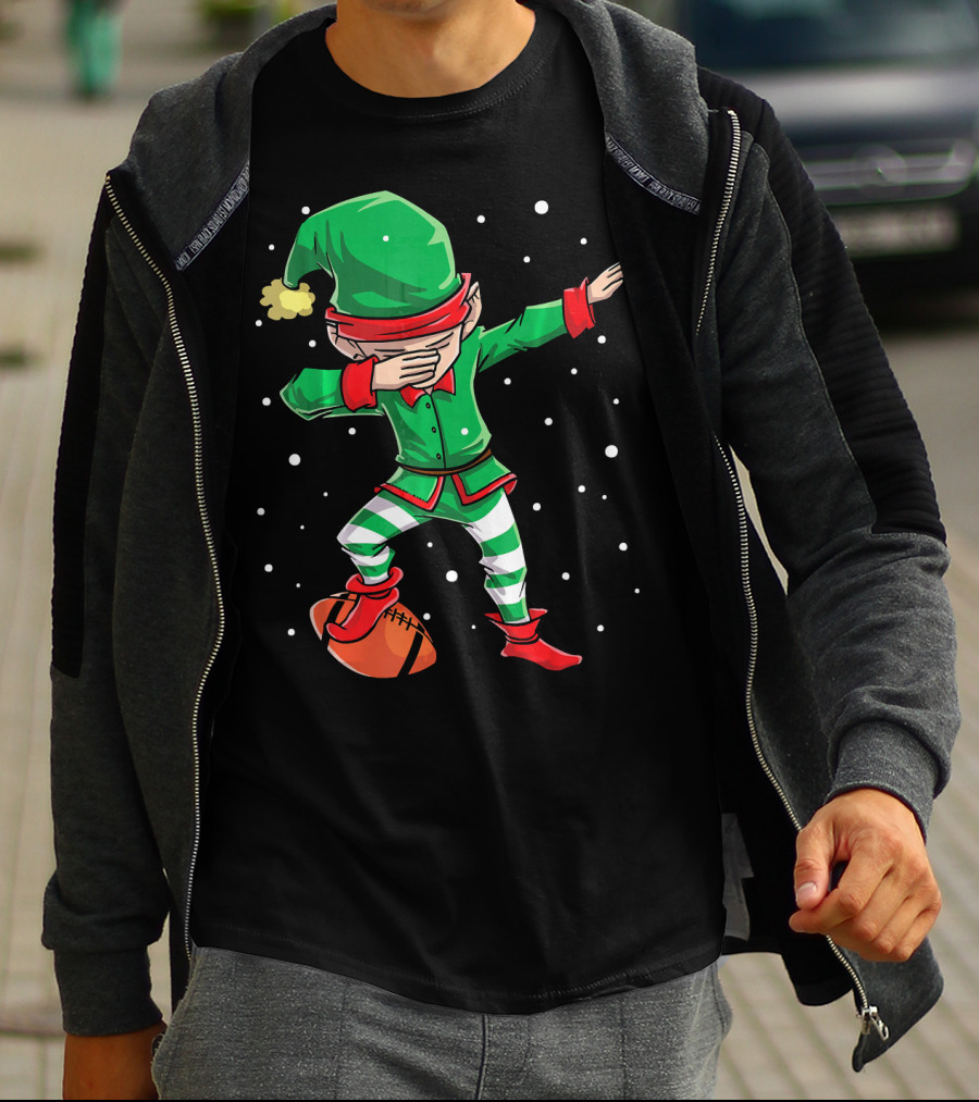 Dabbing Elf Christmas Football Holiday Fun T-Shirt