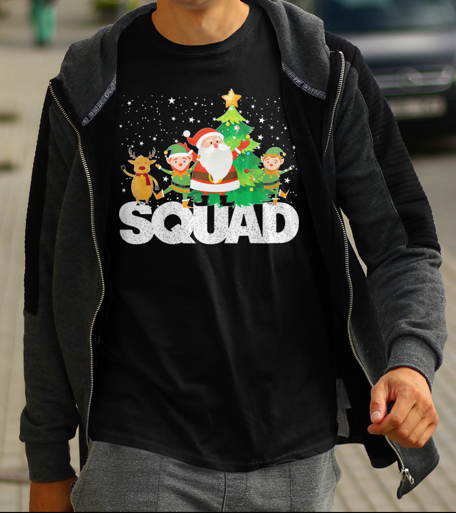 Santa Elf Reindeer Squad Christmas Tree T-Shirt