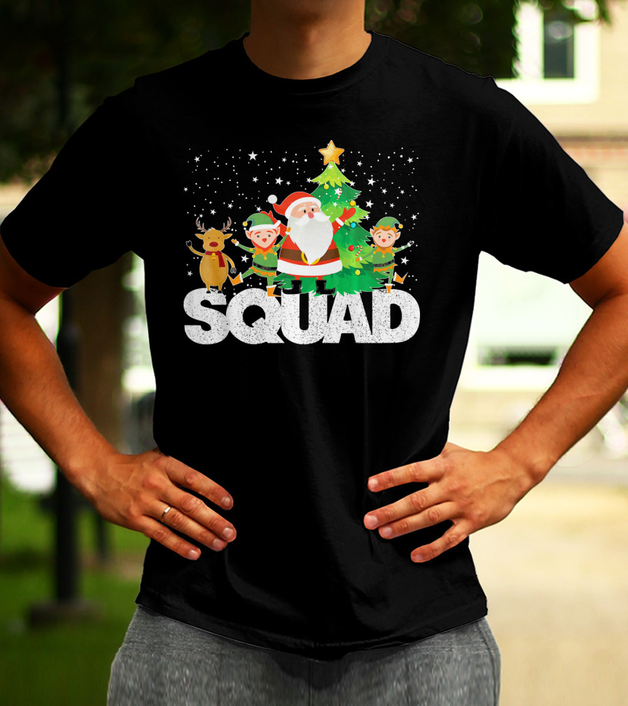 Santa Elf Reindeer Squad Christmas Tree T-Shirt