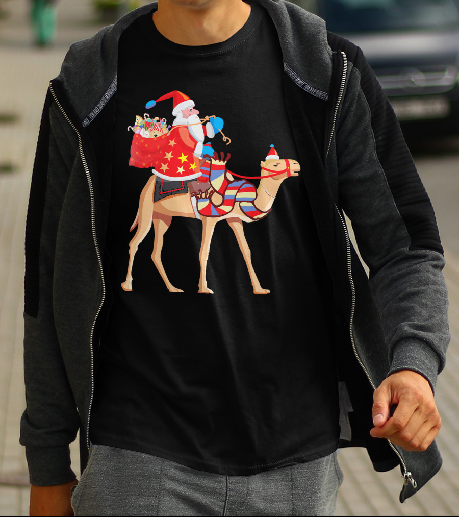 Santa Riding Camel Festive Christmas Adventure T-Shirt