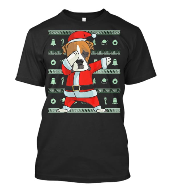 Santa Dabbing Boxer Dog Christmas T-Shirt