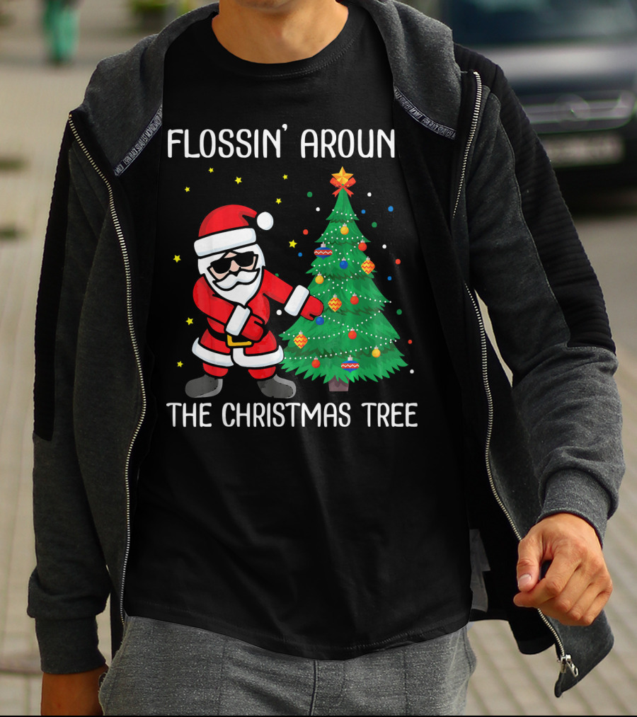 Flossin' Around The Christmas Tree With Santa Claus T-Shirt