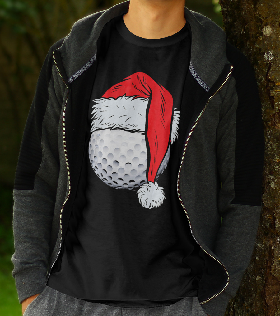 Christmas Golf Ball With Santa Hat T-Shirt