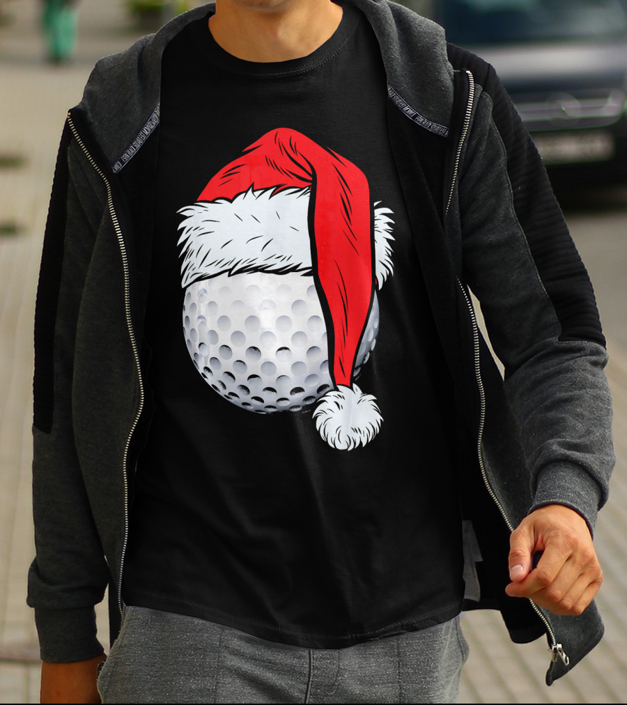 Christmas Golf Ball With Santa Hat T-Shirt