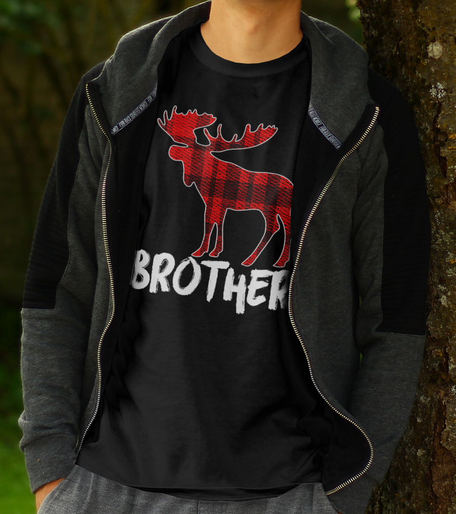 Brother Red Plaid Moose T-Shirt