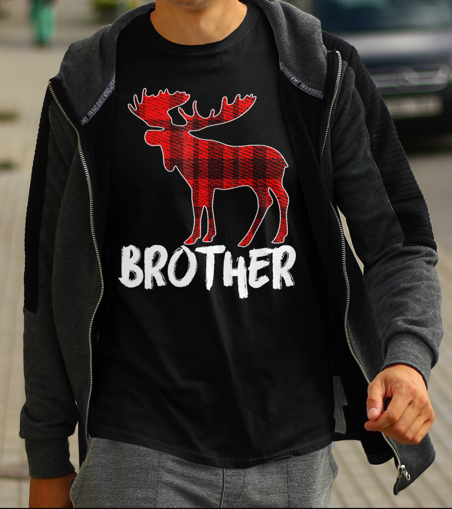 Brother Red Plaid Moose T-Shirt
