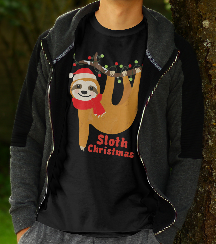 Sloth Christmas Funny Hanging Holiday Sloth T-Shirt