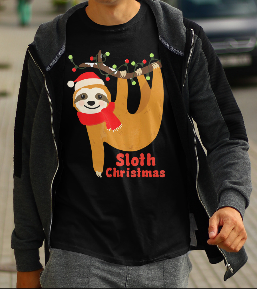 Sloth Christmas Funny Hanging Holiday Sloth T-Shirt