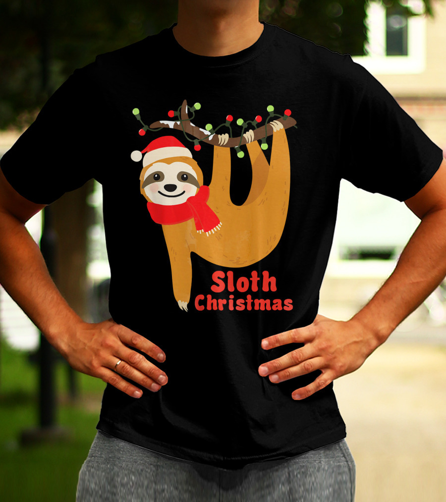 Sloth Christmas Funny Hanging Holiday Sloth T-Shirt