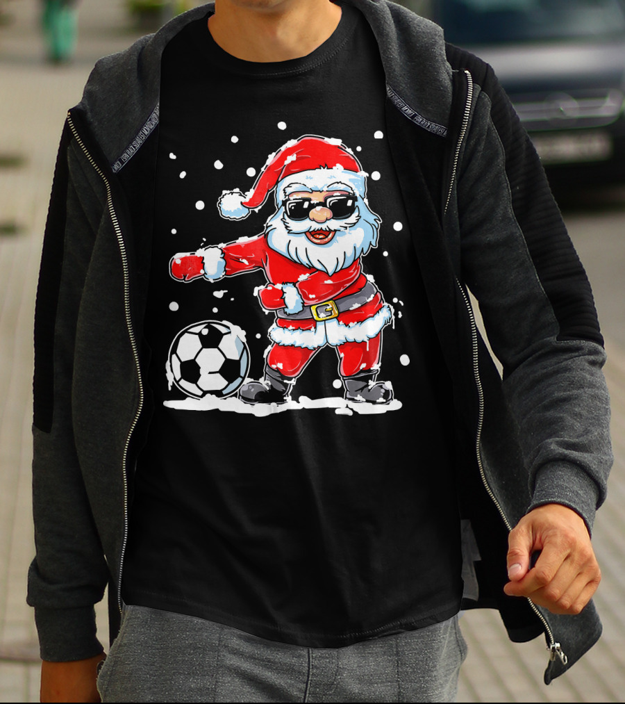 Christmas Flossing Santa Soccer T-Shirt