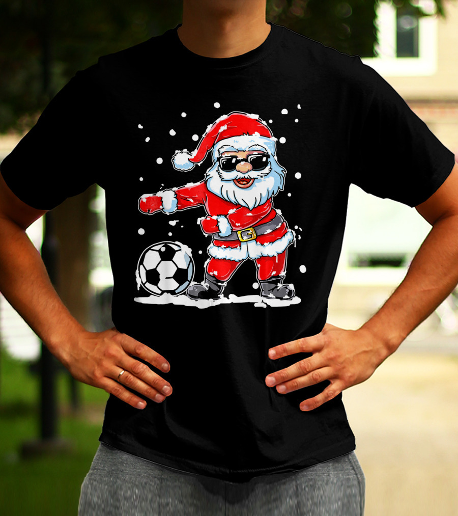 Christmas Flossing Santa Soccer T-Shirt