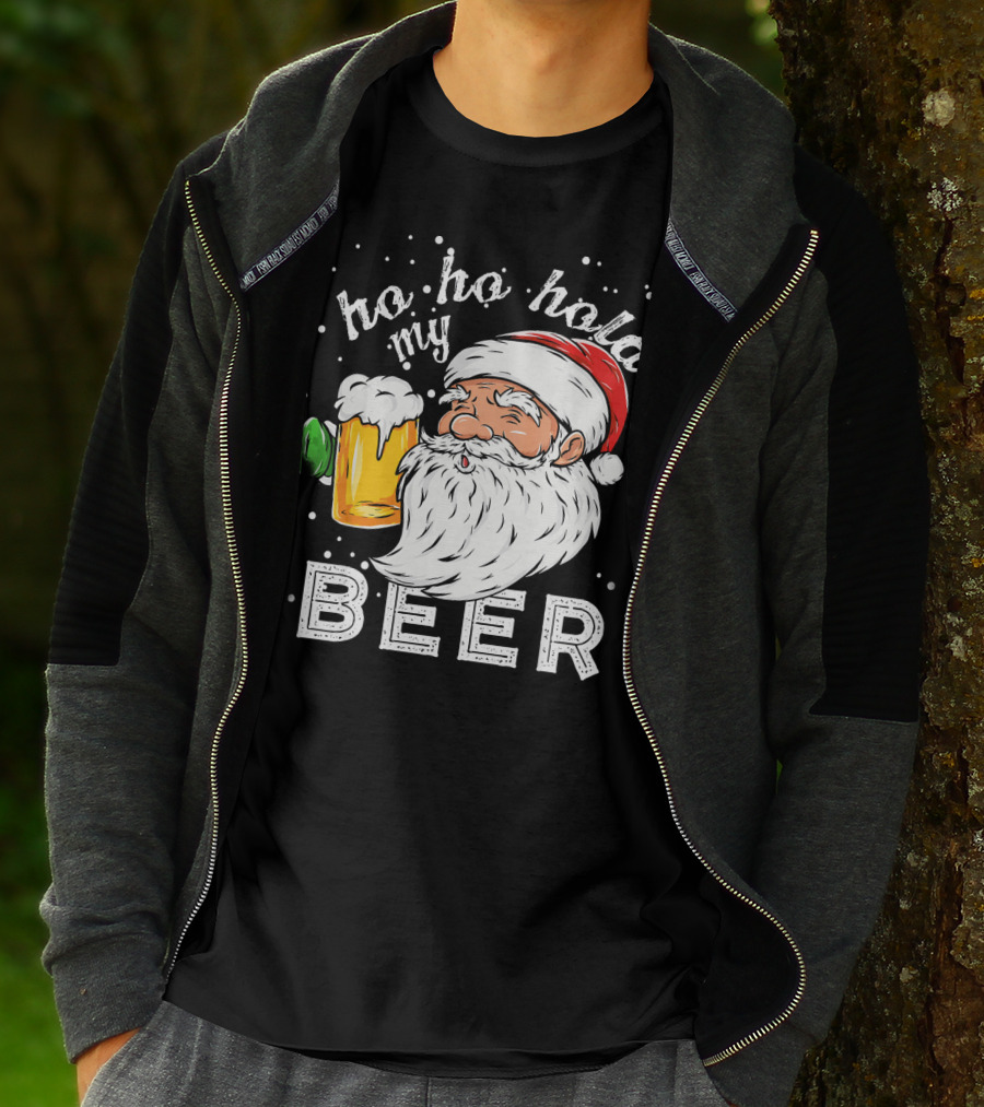 Ho Ho Hold My Beer Santa Christmas Drinking T-Shirt