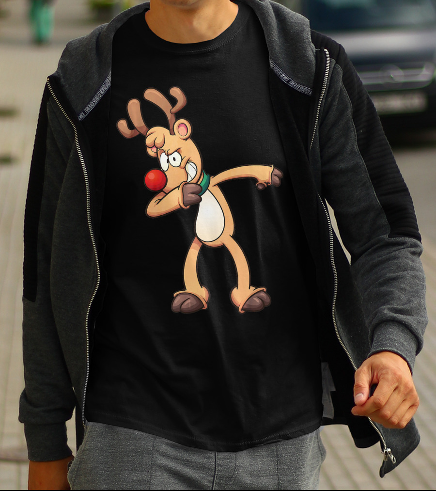 Rudolph Dabbing Reindeer Christmas Dance Antlers T-Shirt