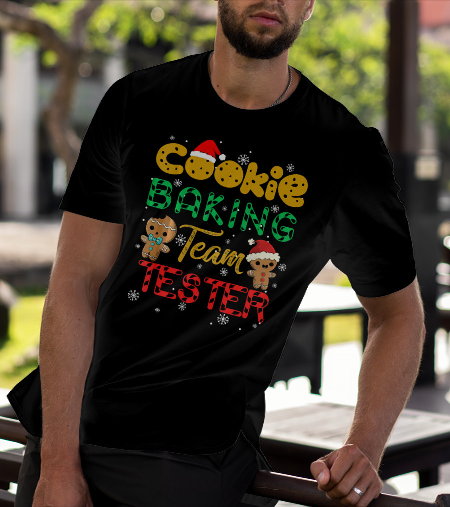 Cookie Baking Team Tester Gingerbread Santa Hats Winter Snowflakes T-Shirt